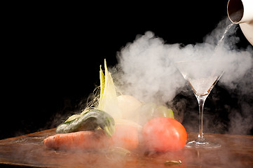 Image showing Vegetables and liquid nitrogen