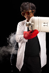 Image showing Scientist pouring liquid nitrogen