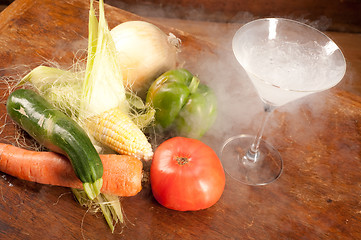 Image showing Vegetables and liquid nitrogen