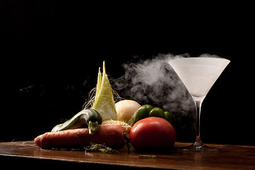 Image showing Vegetables and liquid nitrogen