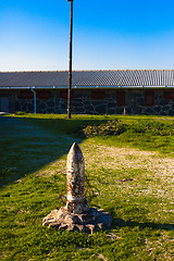 Image showing Robben Island barbed wire post