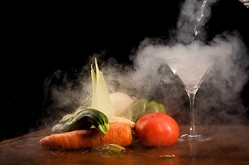 Image showing Vegetables and liquid nitrogen