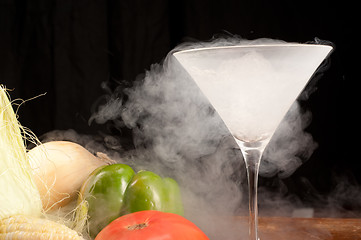 Image showing Vegetables and liquid nitrogen