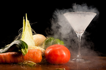 Image showing Vegetables and liquid nitrogen