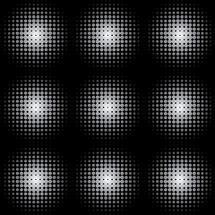Image showing black white abstract halftone background with round lights 