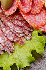 Image showing Slices of Salami and Smoked Sausage