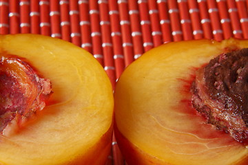 Image showing halved peach