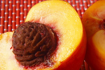 Image showing halved peach