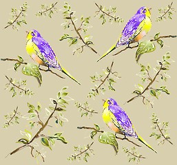 Image showing Seamless background. Illustration of birds.