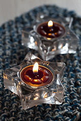 Image showing Two candles on mat