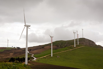 Image showing big wind turbines