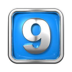 Image showing Silver Numbers in Frame, on Blue Background.