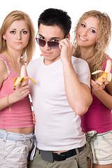 Image showing Portrait of three pretty young people