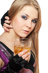 Image showing Beautiful young blonde with a glass