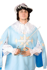 Image showing man with a sword dressed as musketeer