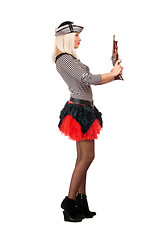 Image showing Beautiful young blonde with guns