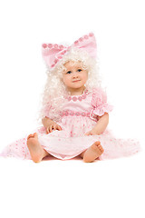 Image showing Baby girl in a pink dress