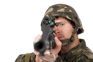 Image showing Soldier with svd. Closeup