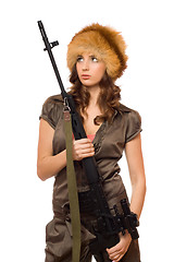 Image showing Hot woman with a rifle