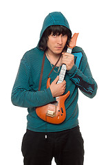 Image showing man with a little guitar