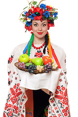 Image showing Young woman in the Ukrainian national clothes