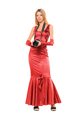 Image showing Elegant girl in red dress