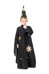 Image showing Boy dressed as astrologer. Isolated