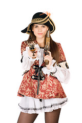 Image showing nice woman with guns dressed as pirates