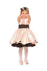 Image showing Charming little lady in a dress. Isolated