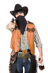 Image showing Portrait of cowboy with a gun