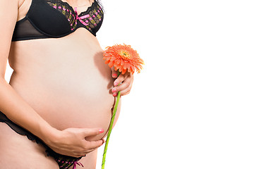 Image showing Belly of a pregnant girl. Isolated