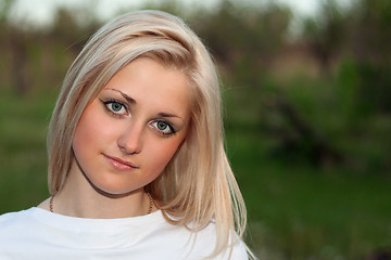 Image showing Closeup portrait of young lovely blonde