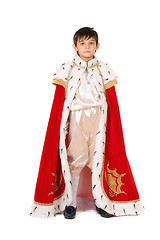 Image showing boy dressed in a robe of King