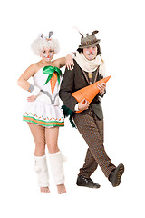 Image showing couple with carrot dressed as rabbits