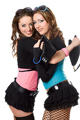 Image showing Portrait of two happy attractive young women