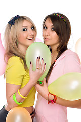 Image showing Sexy girls holding a balloon