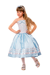 Image showing Cute little girl in a blue dress