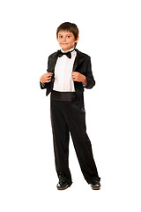 Image showing Handsome little boy in a tuxedo