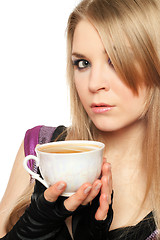 Image showing Attractive young blonde with a cup of tea