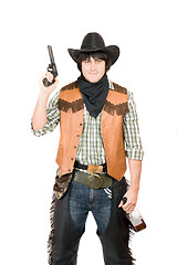 Image showing Portrait of cowboy with a gun