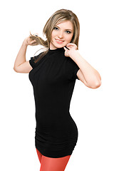 Image showing Portrait of sexy smiling young woman. Isolated