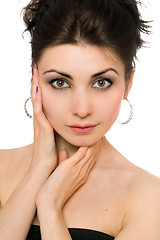 Image showing Closeup portrait of beautiful brunette. Isolated