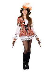 Image showing Pretty young woman with guns