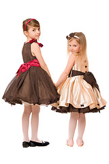 Image showing Two little girls in a dress. Isolated