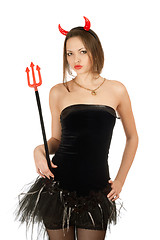 Image showing Attractive girl is wearing a devil costume