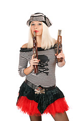 Image showing Pretty girl with guns