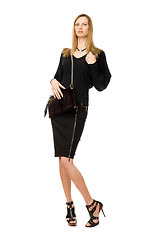 Image showing Blonde in black with the purse