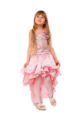 Image showing Cute little girl in a pink dress