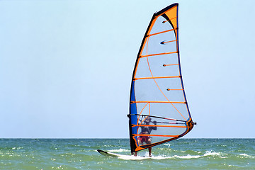 Image showing windsurfer on the blue sea