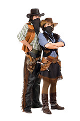 Image showing Couple of burglars in cowboy costumes